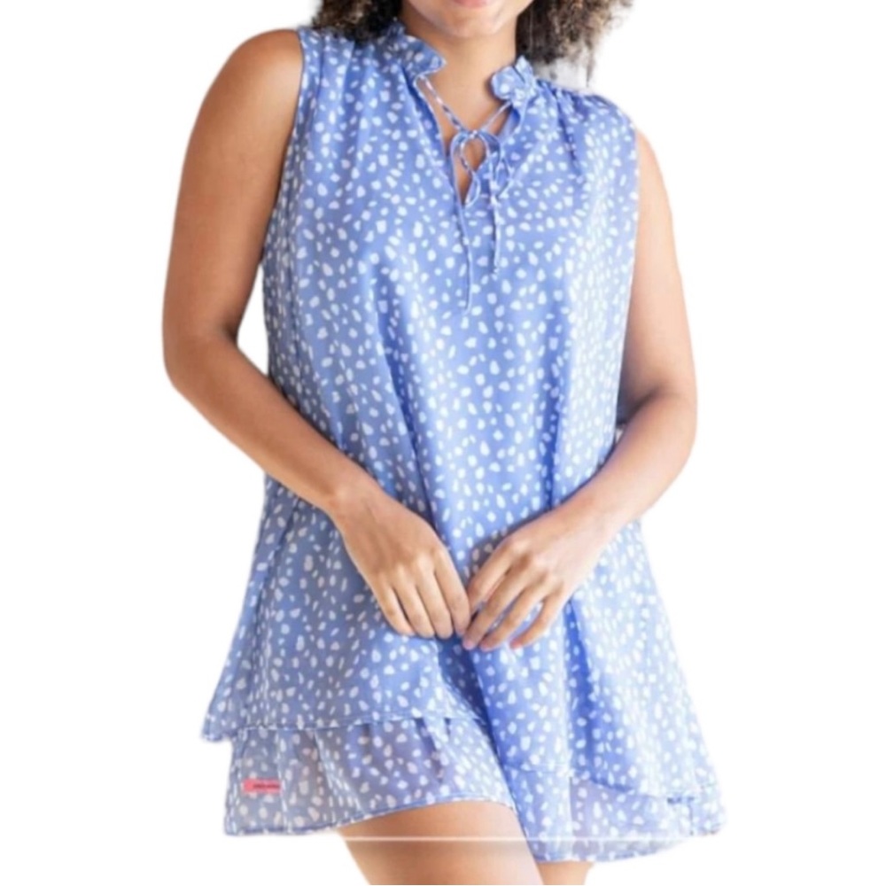 FINAL SALE 💸Simply Southern Blue Sleeveless Spotted Dress, Small